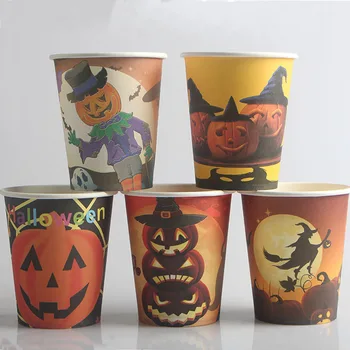 

Happy Halloween Party Decorations Disposable Halloween Cups Horro Witch Pumpkin Party Ghost Festival Party Supplies