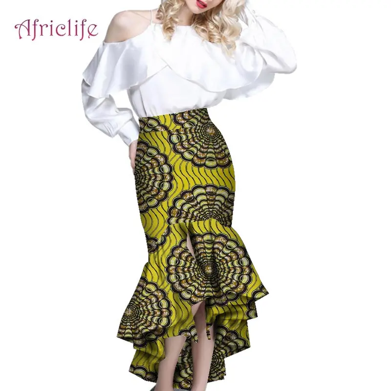 

African Clothing On Sale 11.11 Mermaid Half Skirt Plus Size for Elegant Lady March Various African Women Top Blouse WY5738