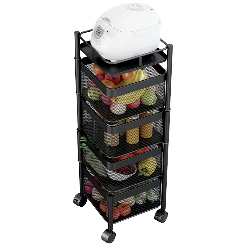 

High Quality Rotating Vegetable Racks Kitchen Floor-standing Multi-layer Fruit and Vegetable Basket Organizer Storage Rack