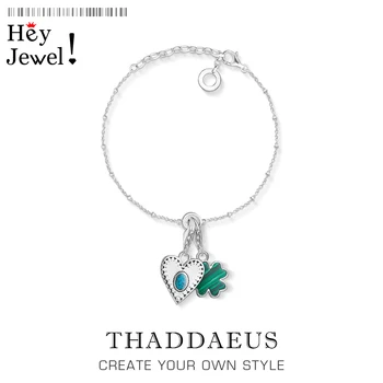 

Vintage Heart Cloverleaf Charm Filigree Bracelets Link Chain 925 Sterling Silver 2020 Fashion Lucky Jewelry Europe Women Gift
