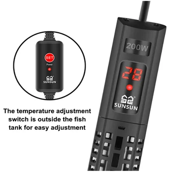 

SUNSUN Aquarium Submersible Heater Fish Tank LCD Display Digital Adjustable Water Heating Rod Constant Temperature Control 500W
