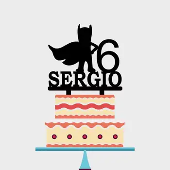 

Personalized Name Age Cartoon Superman Acrylic Cake Topper For Kids Birthday Party Cake Decoration YC090