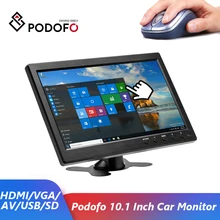 Podofo 10.1" Inch Car Monitor With HDMI VGA for TV & Computer Display LCD Color Screen Car Backup Camera & Home Security System