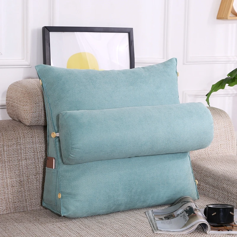 Super Soft Velvet Big Wedge Reading & Bed Rest Pillow,Large Adult Backrest Cushion with pockets,Back Support for bed sitting up