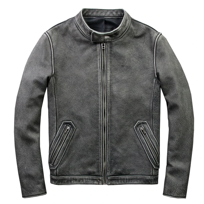 2019 Vintage Men's Genuine Leather Jackets Urban Motorcycle Jackets Plus Size 5XL Stand Collar Slim fit Biker Coat for Male 2019 Vintage Men's Genuine Leather Jackets Urban Motorcycle Jackets Plus Size 5XL Stand Collar Slim fit Biker Coat for Male