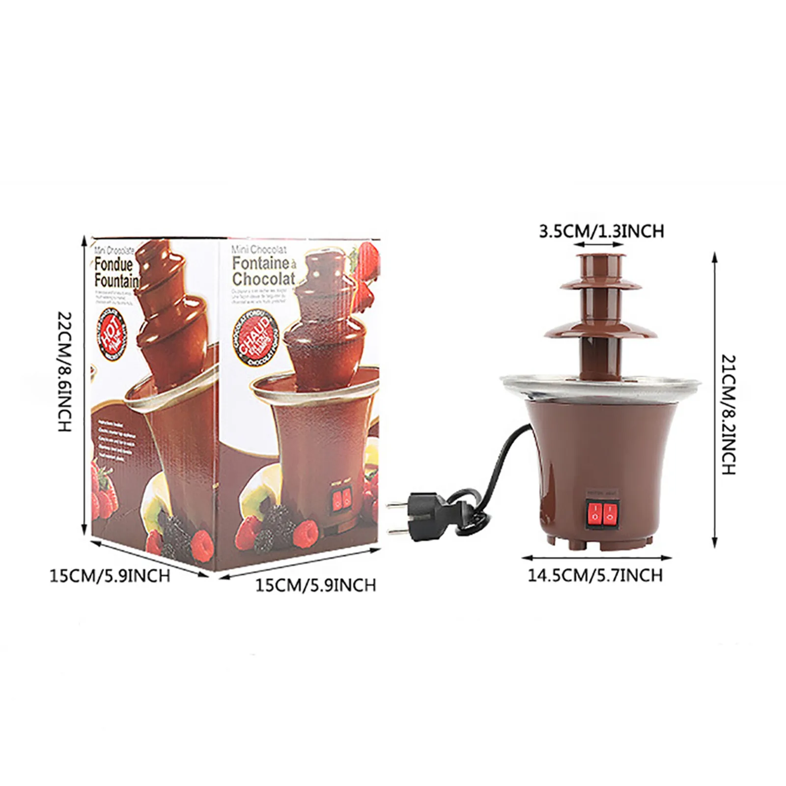 Mini Chocolate Fountain Three Layers Creative Chocolate Melt With Heating Fondue Machine Diy Mini Waterfall Hotpot EU Plug