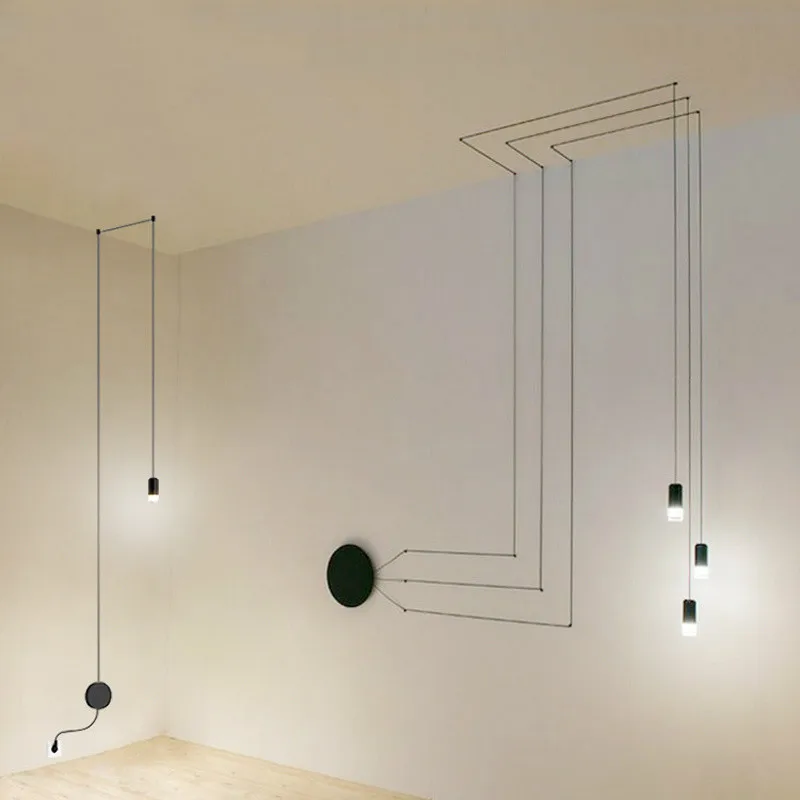 

Postmodern Designer Iron Line Pendant Lights Living Room Bedroom Modern Minimalist Geometric Line Lights Home Decor Hanging Lamp