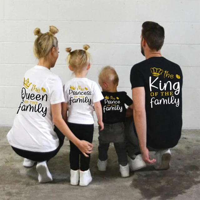 Tshirt family clothing sets Crown summer family matching outfits fashion mother kids short sleeve mon dad and baby family look 2