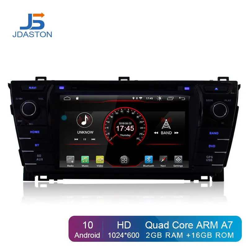 Автомобильный DVD плеер JDASTON Android 10 0 для TOYOTA COROLLA 2014 2 Din автомобильное радио GPS