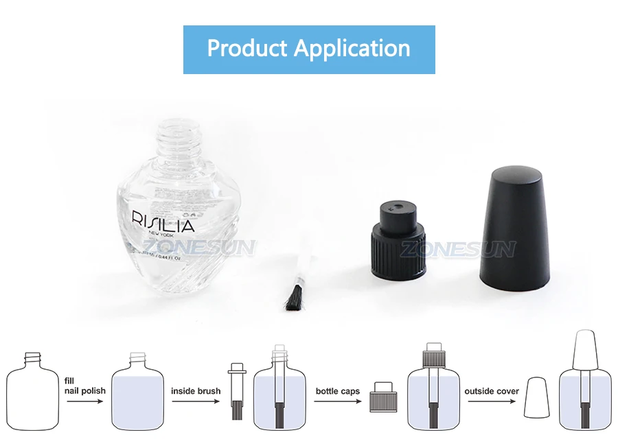 ZONESUN ZS-FAL180R7 Nail Polish Bottle Filling Cap Pressing Machine And Capping Machine Line With Cap Vibratory Feeder