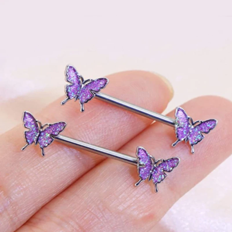 1pcs Stainless Steel Nipple Piercing Butterfly Barbell Nipple Charming
