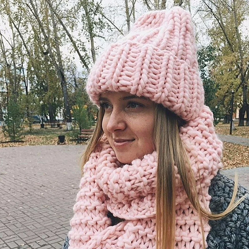 Плотная женская шапка, одноцветная, толстые линии, вязанная крючком, женская шапка с черепом, милая уличная шапка для девушек, эластичная утолщенная, ветрозащитная, теплая шапка из полиэстера