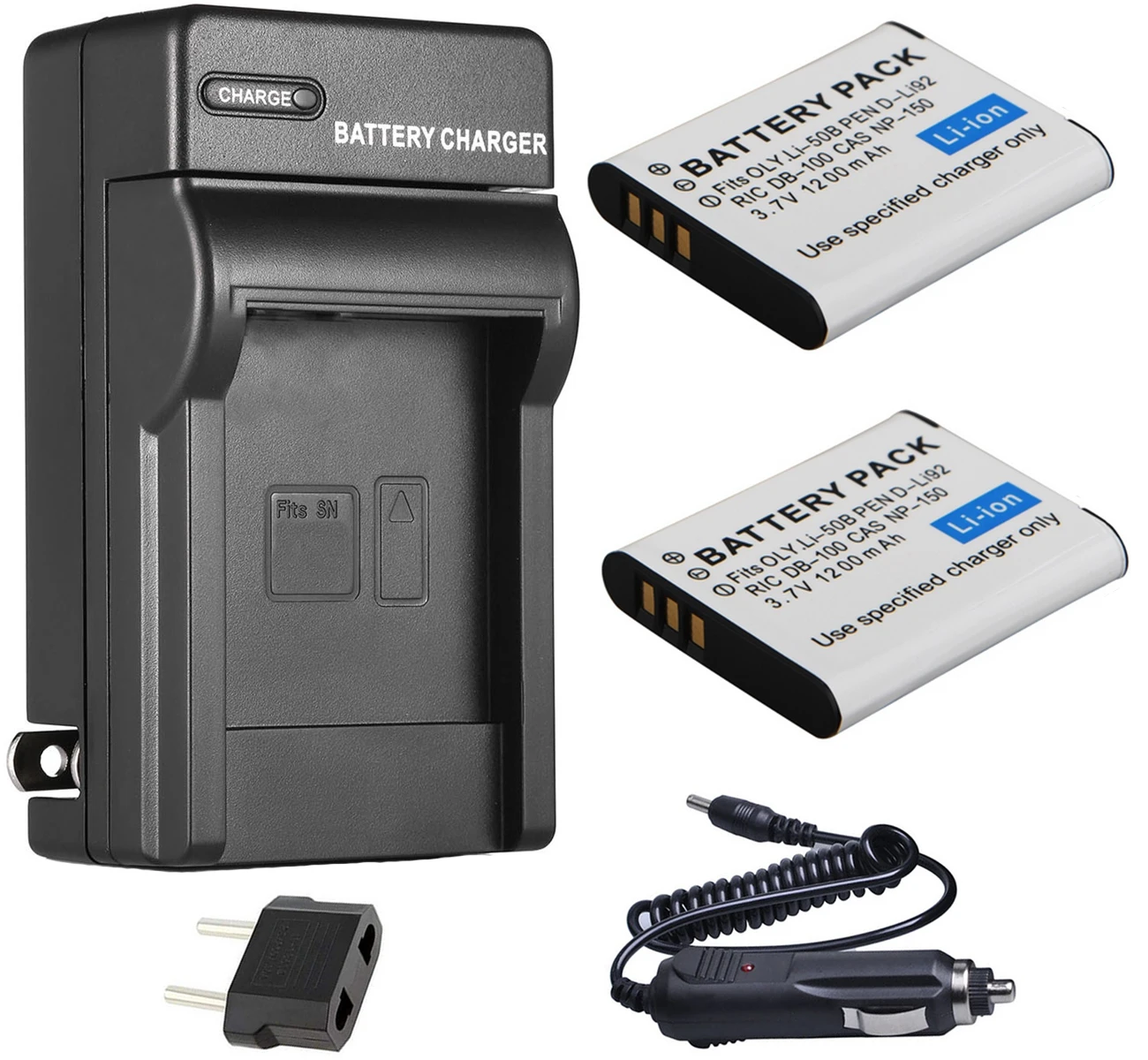 

Battery (2-Pack) + Charger for Ricoh WG-4, WG-5 GPS, WG-20, WG-30, WG-30W, WG-40, WG-40W, WG-50, WG-60 Digital Camera