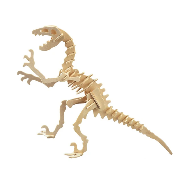 High quality dinosaur  3D puzzle  solid wooden children's educational toy DIY wooden inserting and assembling model 4