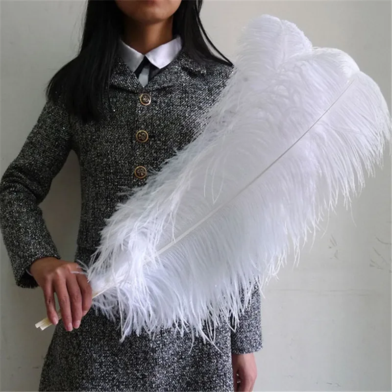 

Wholesale 50pcs/lot High Quality White Ostrich Feather 60-65cm/24-26inches Craft Party for Carnival Celebration Plumas De Faisan