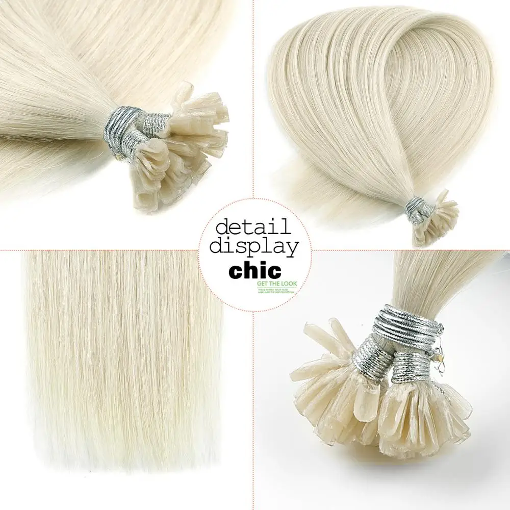 Neitsi Straight Keratin Capsules Human Fusion Hair Nail U Tip Machine Made Remy Pre Bonded Hair Extension 16" 20" 24" 28"