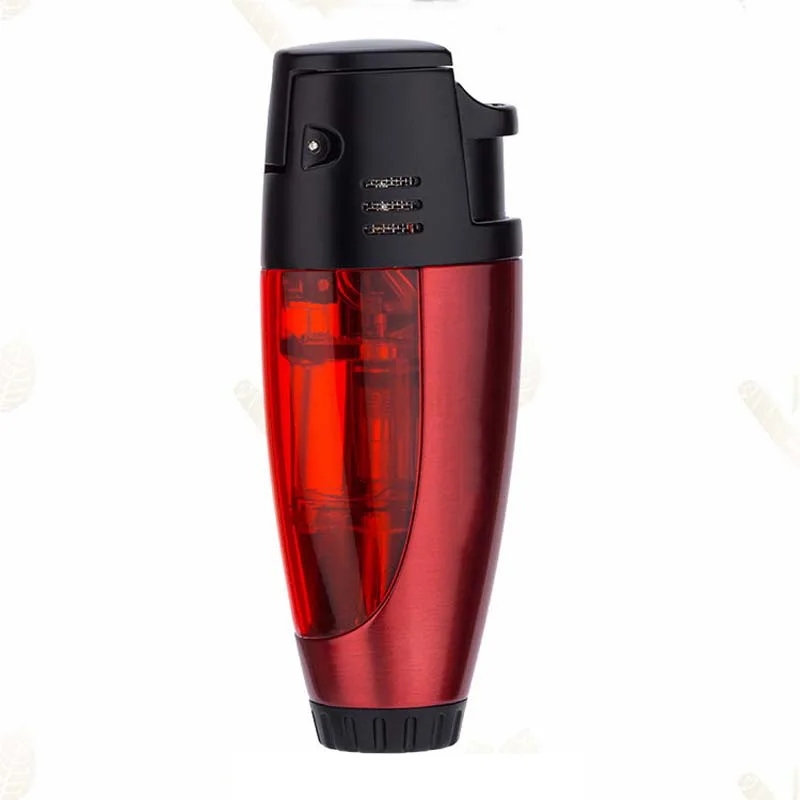 Double Straight Windproof Cigar Lighter Retro Portable Cigarette Lighter Transparent Lighters Cigar Accessories Gadgets for Men
