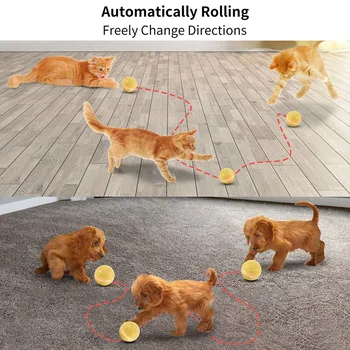 

Cat and Dog Toy Ball with Flashing RGB LED Light USB Rechargeable 360° Automatic Rolling Waterproof Durable Training Rotating Pe