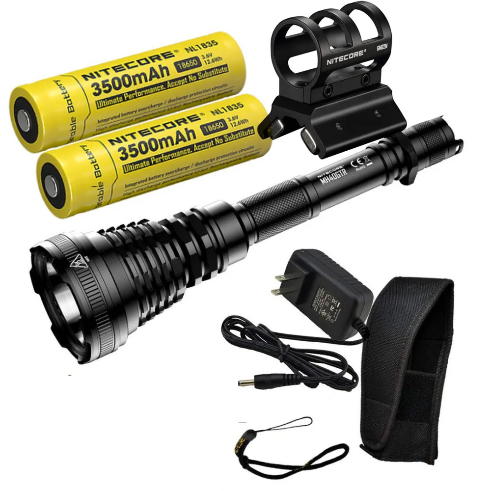 NITECORE MH40GTR 1200 люмен Ультра дальность 1004 м охотничий поисковый фонарь Тактический перезаряжаемый фонарь с 2 батареями GM02M