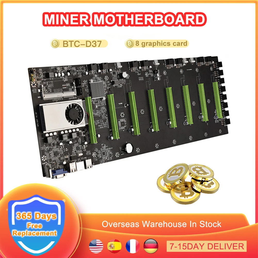 Материнская плата для майнинга BTC D37 с поддержкой 8 GPU графическая карта PCIE 16X 4 USB2.0