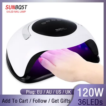 

120W LED Nail Lamp SUN5T Nail Dryer 36PCS LEDs UV Lamp For Curing UV Gel Nail Polish With Motion sensing LCD Display Nail Arts