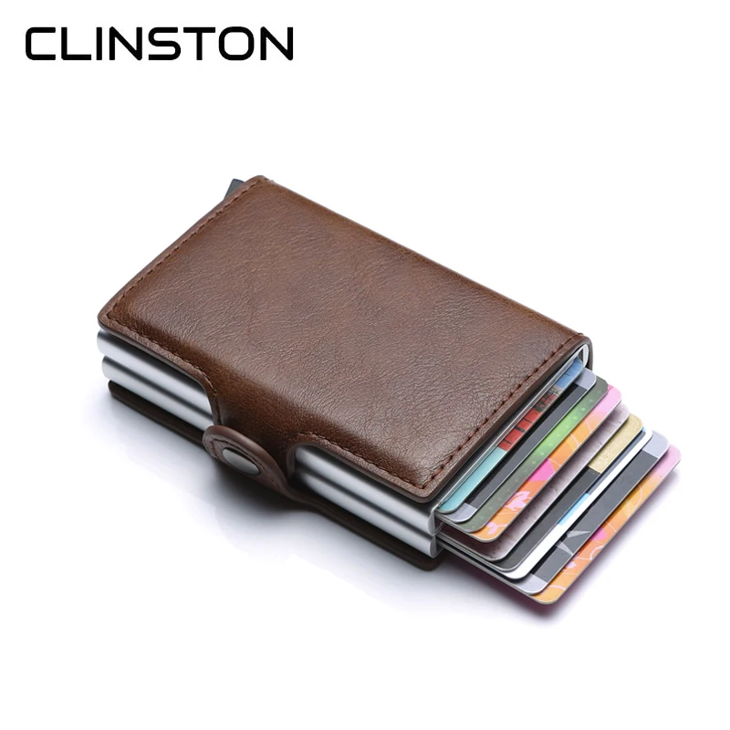 Cardholder Wallet Aluminum-Alloy Business ID RFID TOP Male Hasp for Man Double-Layer
