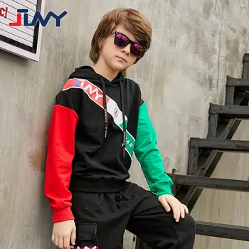 

Brand New Hoodies For Children Long Sleeve 2019 Autumn Tide Motion Children's Garment Patchwork Kids Boys Hoodies With String
