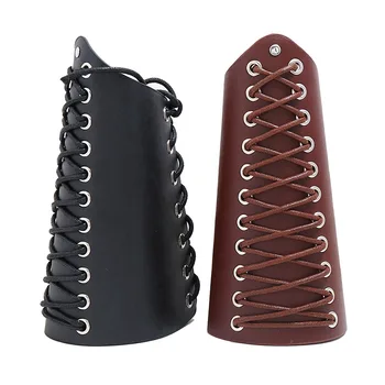 

Men Medieval Armor Gloves Wide Cuff Bracers Steampunk Warrior Gauntlet Knights Templar Lace-up Leather Cosplay Props Wristbands