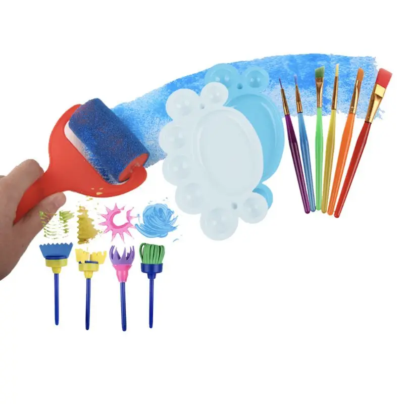 29pcs Children Painting Sponge Brush Creative Graffiti Puzzle Early Childhood Education Toys DIY Drawing Set