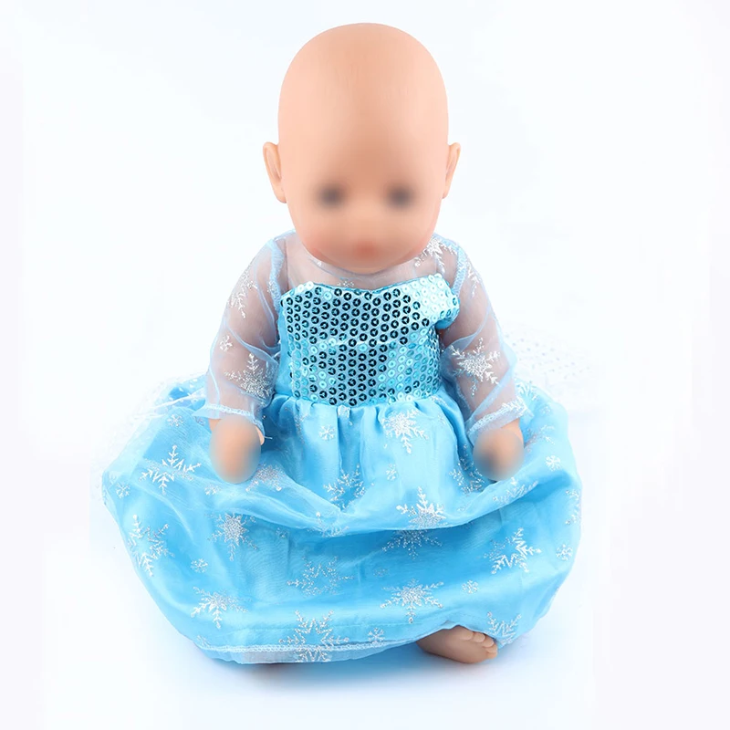 43 см Детские куклы Одежда для новорожденных голубое газовое платье принцессы Эльзы детские игрушки юбка подходит Американский 18 дюймов куклы для девочек f80