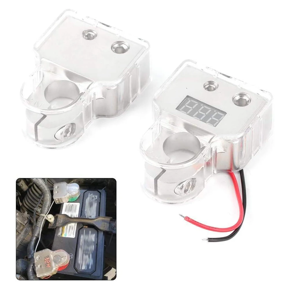Car Battery Terminal Connectors Voltmeter Positive Negative Battery Shim Post Clamp Cable Ends for Auto Camper Trailer battery terminals car battery accessories