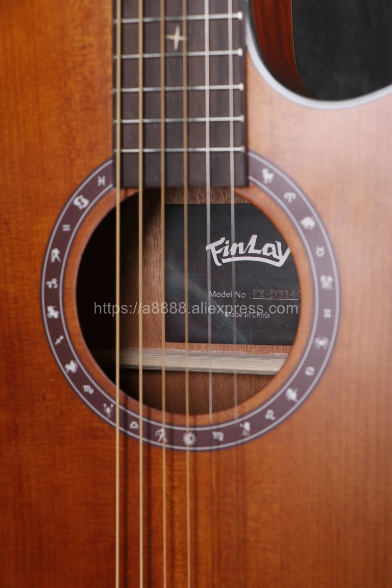 Finlay 4" Акустическая гитара, Массив ели Топ/красное дерево тело, гитары фарфор, cutaway гитара, FX-314CB, выдутый цвет