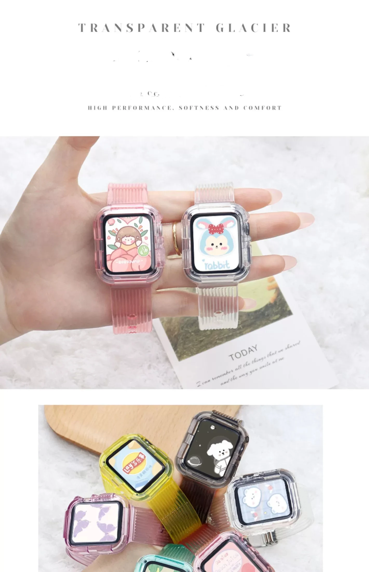 Newest Clear Band + Case for Apple Watch Series 7 6 SE 5 4 44mm 42mmTransparent for iwatch Strap 3 2 1 38mm 40mm Plastic Strap Newest Clear Band + Case for Apple Watch Series 7 6 SE 5 4 44mm 42mmTransparent for iwatch Strap 3 2 1 38mm 40mm Plastic Strap