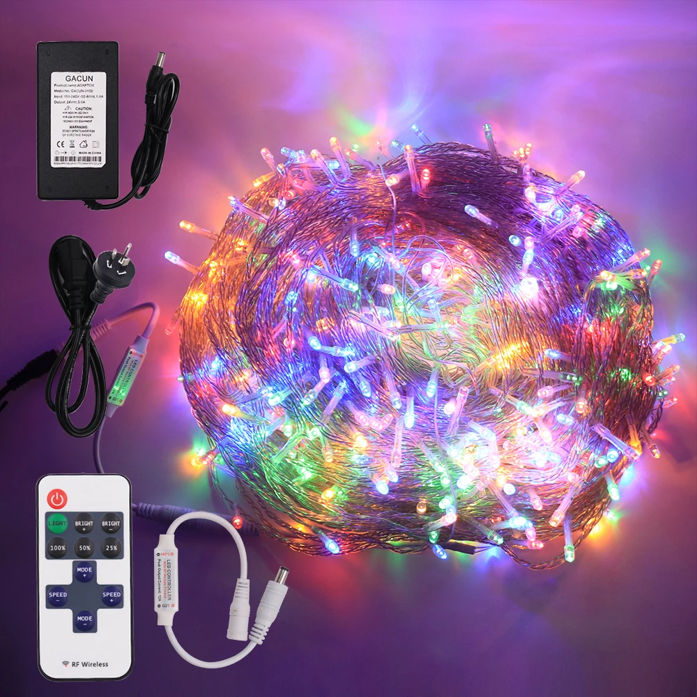 50m Indoor LED String Light For Christmas Tree Decoration Lights Wedding Curtains Festoon With Remote Dimmer | Лампы и освещение