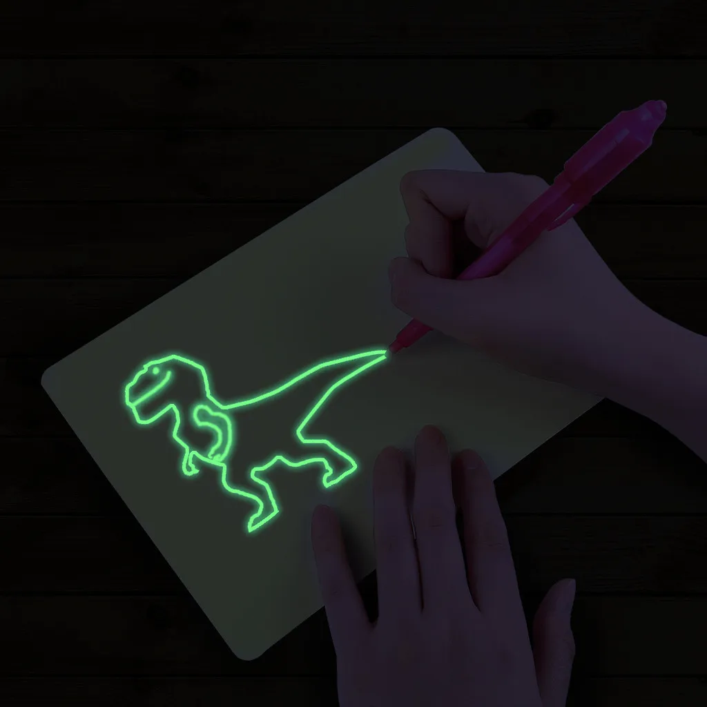 Светодиодный светящийся чертежный щит для рисования граффити, планшет для рисования, волшебное рисование, светильник-забавная флуоресцентная ручка, обучающая игрушка, 2 ручки/набор