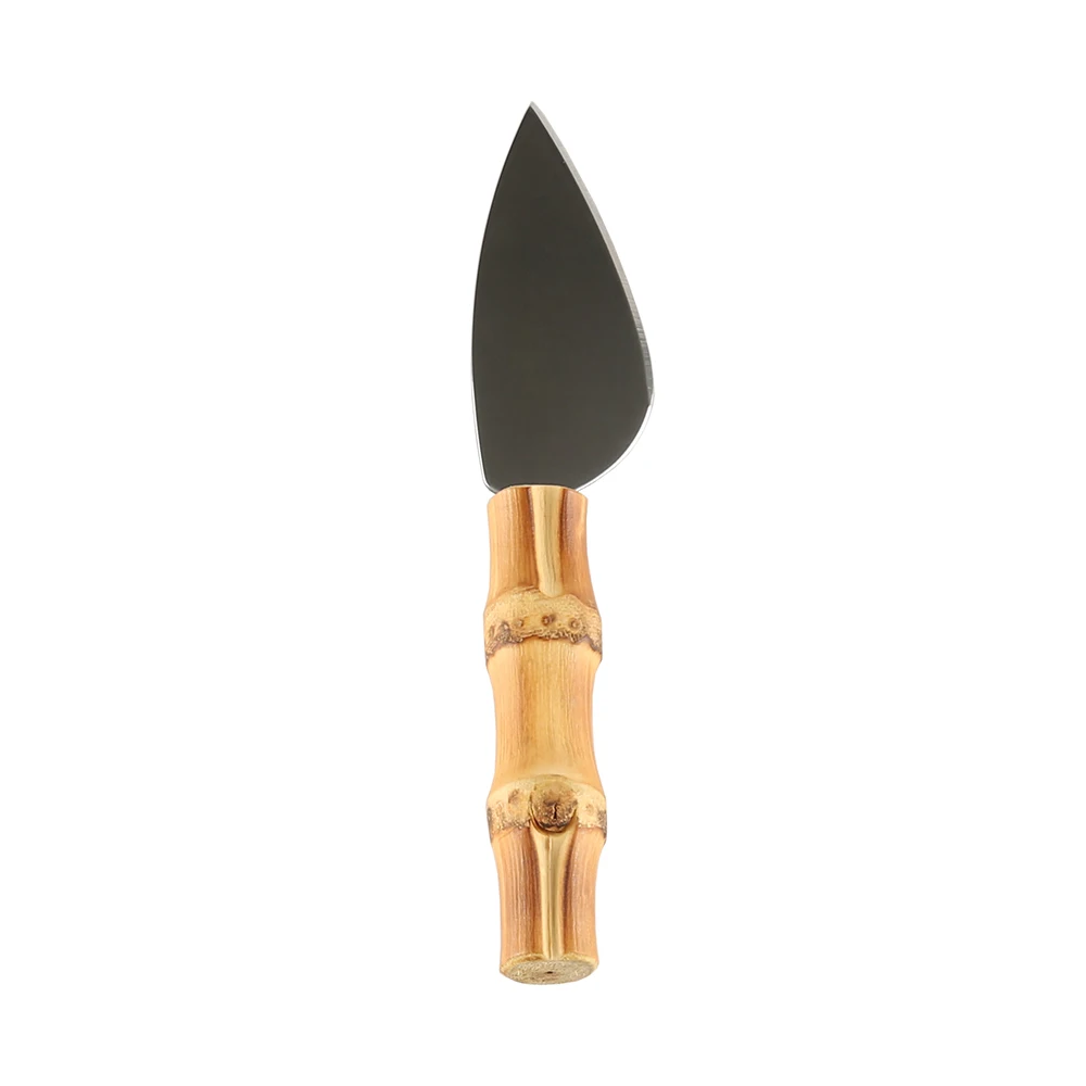 Stainless Steel Natural Bamboo Root Wooden Handle Fruit Dessert Toast Pizza Cream Butter Small Sharp Cutter Mini Cheese Knife