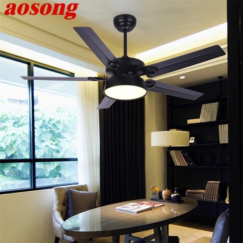 

AOSONG Modern Ceiling Fans With Lights Kit Remote Control 3 Colors LED Modern Home Decorative for Rooms Dining Room Bedroom