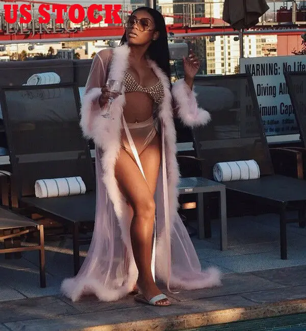 

Womens Sexy Perspective Lingerie Dress Long Bath Robe Gown Babydoll Nightwear Sleepwear Christmas Robes