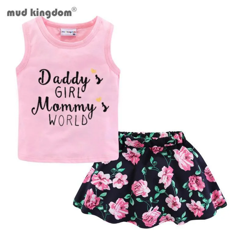 Girls Suits Outfit Skirt Mudkingdom Easter Children Clothing Daddy Mommy Cute LOVE Chiffon