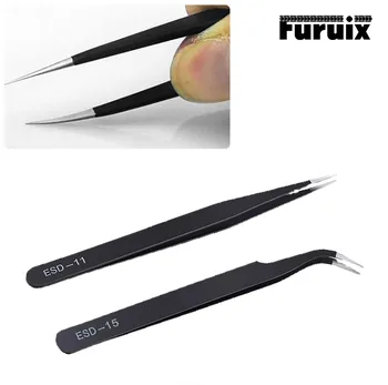 

2pcs Anti-Static Tweezer Set Stainless Steel Curved of Tweezers Tool Set for Electronics Repair, Soldering, Crafting and Jewelry