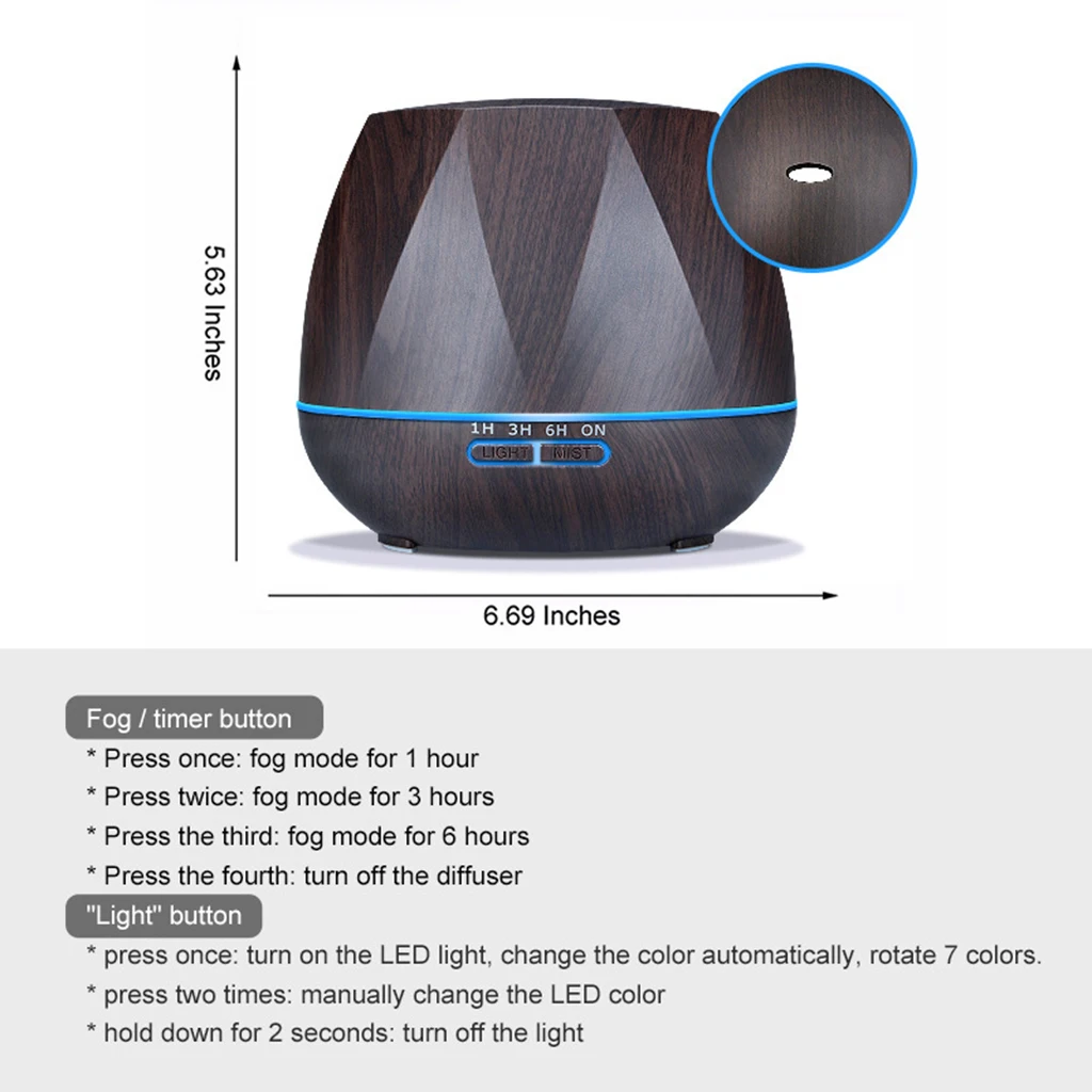 7 Colors Changing Led Light Remote Control Air Humidifier Aroma Essential Oil Diffuser for Home Yoga Office Spa Aroma Diffuser