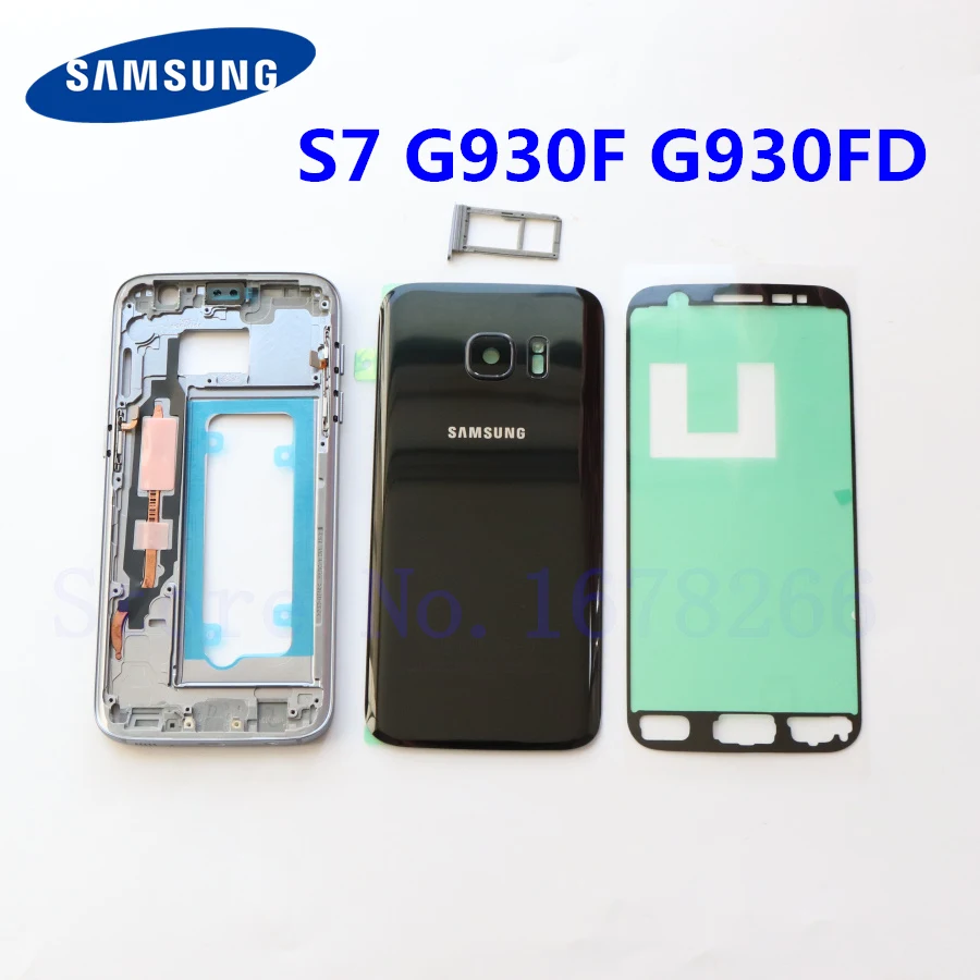 SAMSUNG Galaxy S7 G930F G930FD Задняя стеклянная крышка батареи задняя дверь полная часть