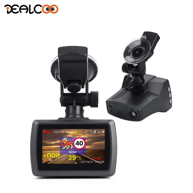 

Dealcoo Ambarella Car DVR Video Recorder Camera Radar Detector 3 in 1 Russian GPS Dash Cam Full HD Car Camera ADAS Registrator