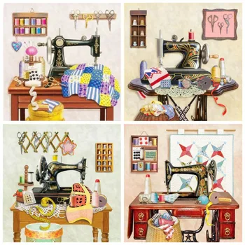 

Huacan Diamond Painting Accessories Sewing Machine Full Diamond Embroidery Complete Kit Scenic Home Decoration Diamond Art