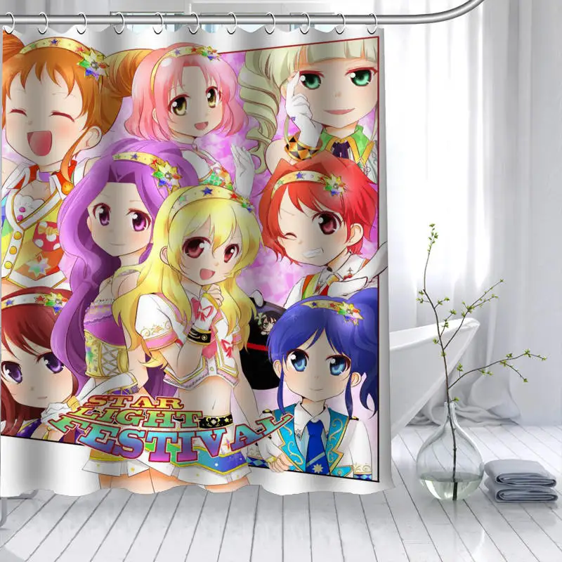 Горячая Aikatsu аниме девушка душ занавеска из полиэстеровой ткани 12 крючков для ванной водонепроницаемый плесени Забавный занавес для ванной - Цвет: 6