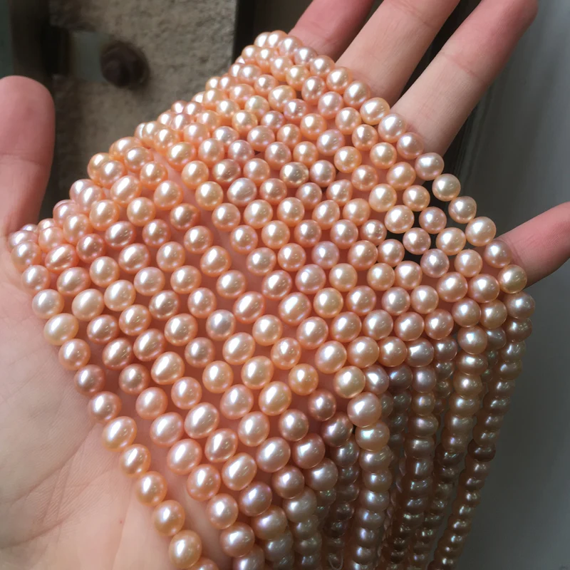 

Women's pearl necklace in good quality with pearl size 6-6.5mm apricot color for DIY jewelry accessaries loose pearls