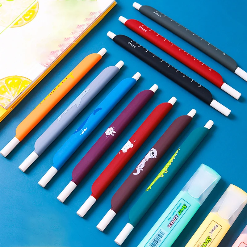 

0.5mm 3 in 1 Retro Color Multifunction Gel Pen Creative Journal Ruler Pen Cartoon Bookmark Pen Office Supplies School Stationery