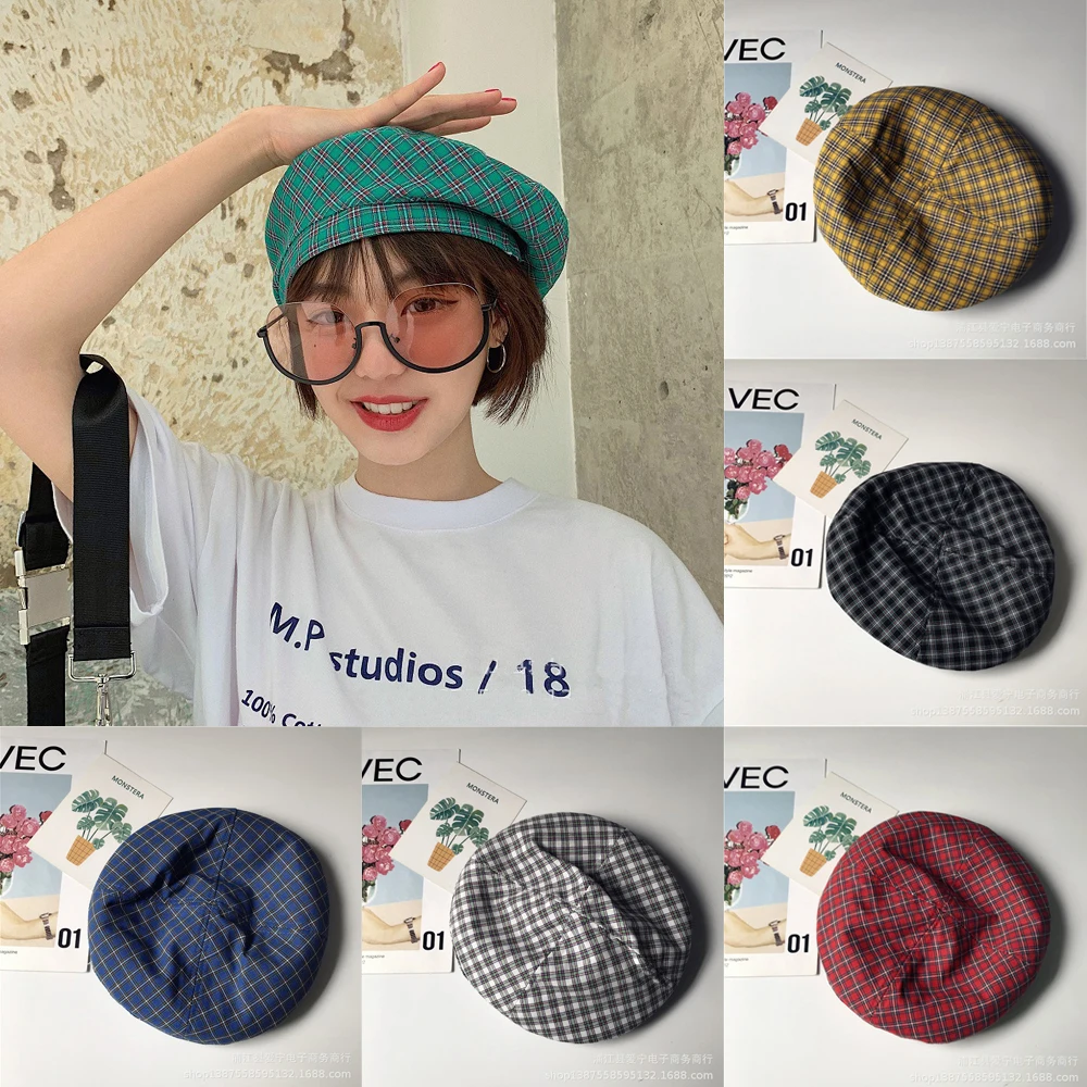 Модные женские Beanie BERET зимние теплые французские берет для художника шляпа плед Лыжные шапки подарки