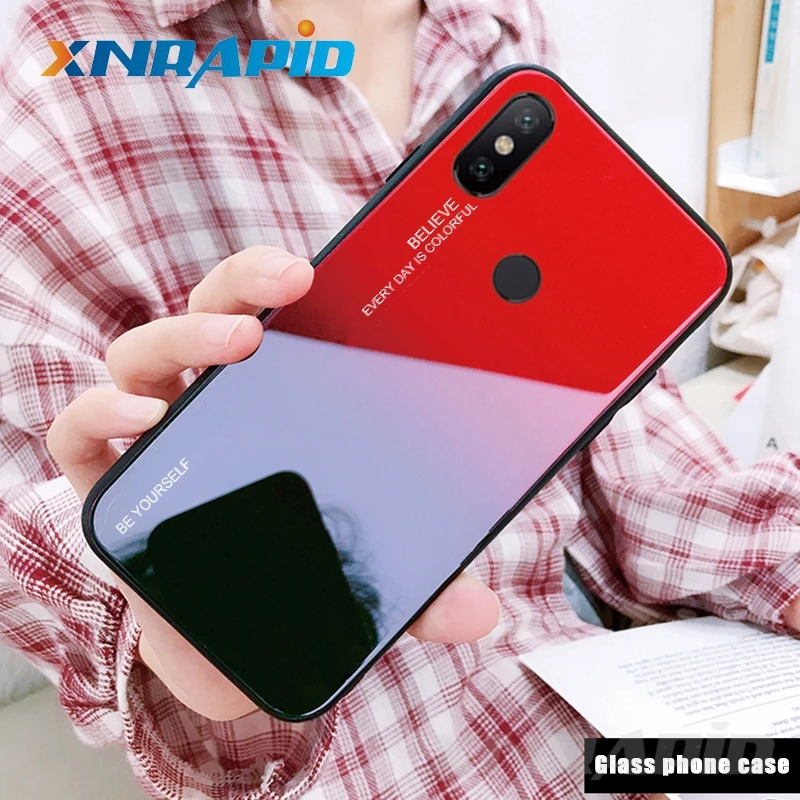 

Gradient Tempered Glass Case For Xiaomi Redmi Note 8 7 7a 6 k20 Pro Mi8 Mi A3 Lite cc9 cc9e Mi9 SE 9t Cover Protective Fundas