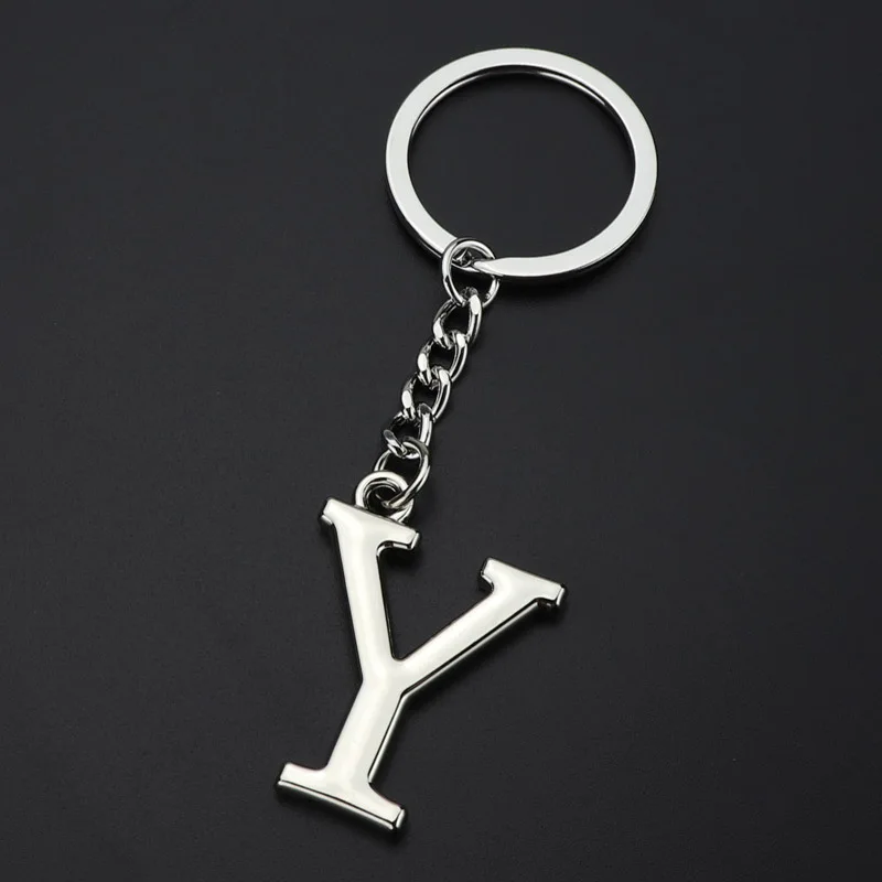 TEH DIY A-Z буквы металлические брелки для женщин мужчин 26 букв брелки для ключей держатель модные ювелирные изделия сумка аксессуары Подарки - Цвет: Y